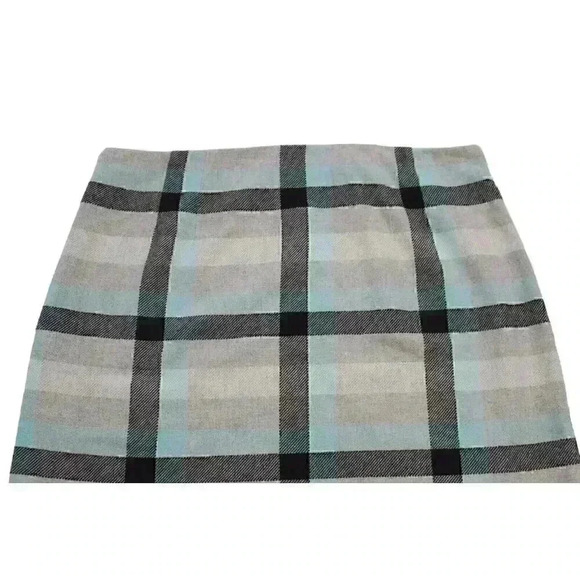 NWT Talbots Size 16 Petite Gray Blue Tartan Plaid Wool Blend Mini Pencil Skirt - Picture 9 of 9